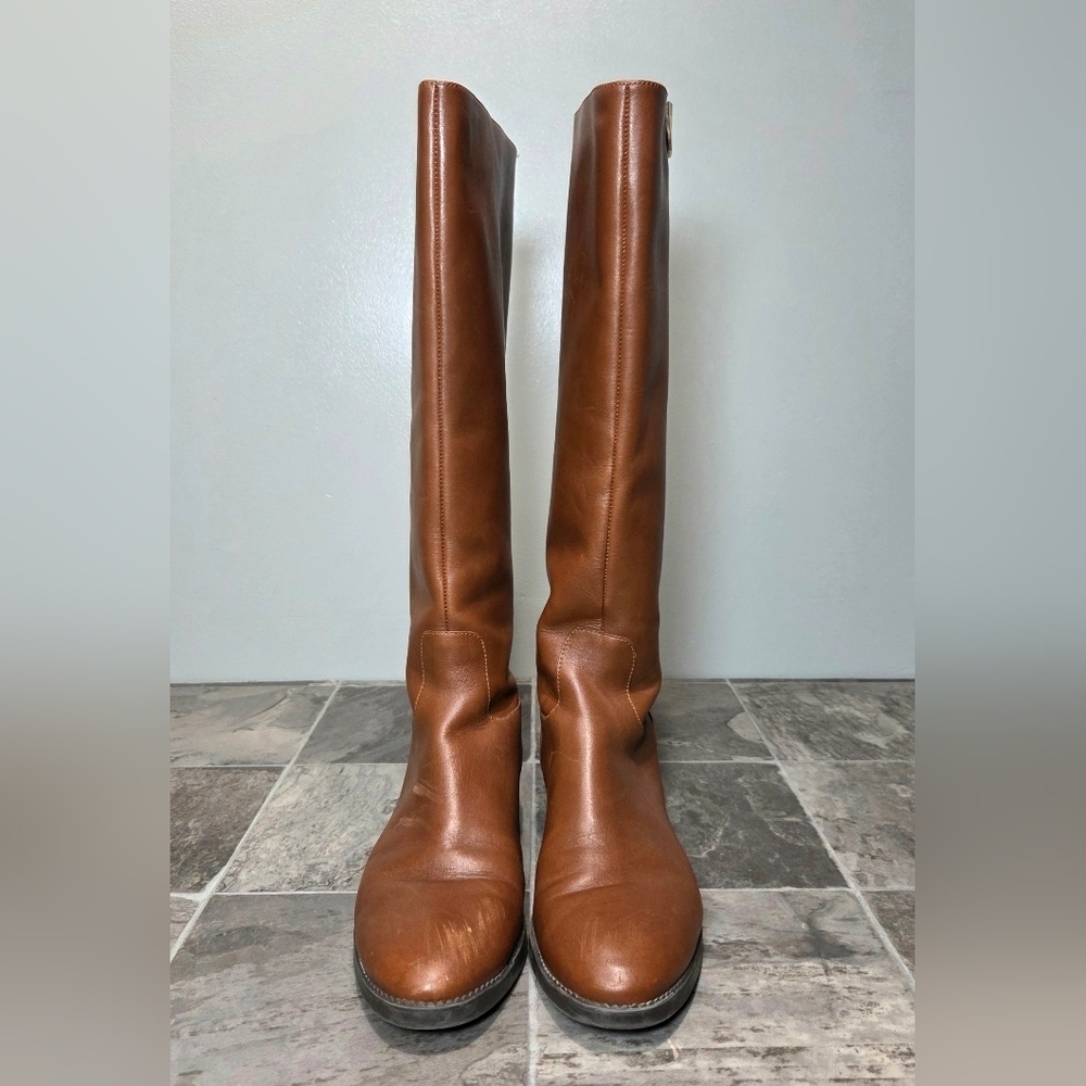 TORY BURCH SIDNEY LEATHER RIDING BOOTS. - Picture 5 of 12